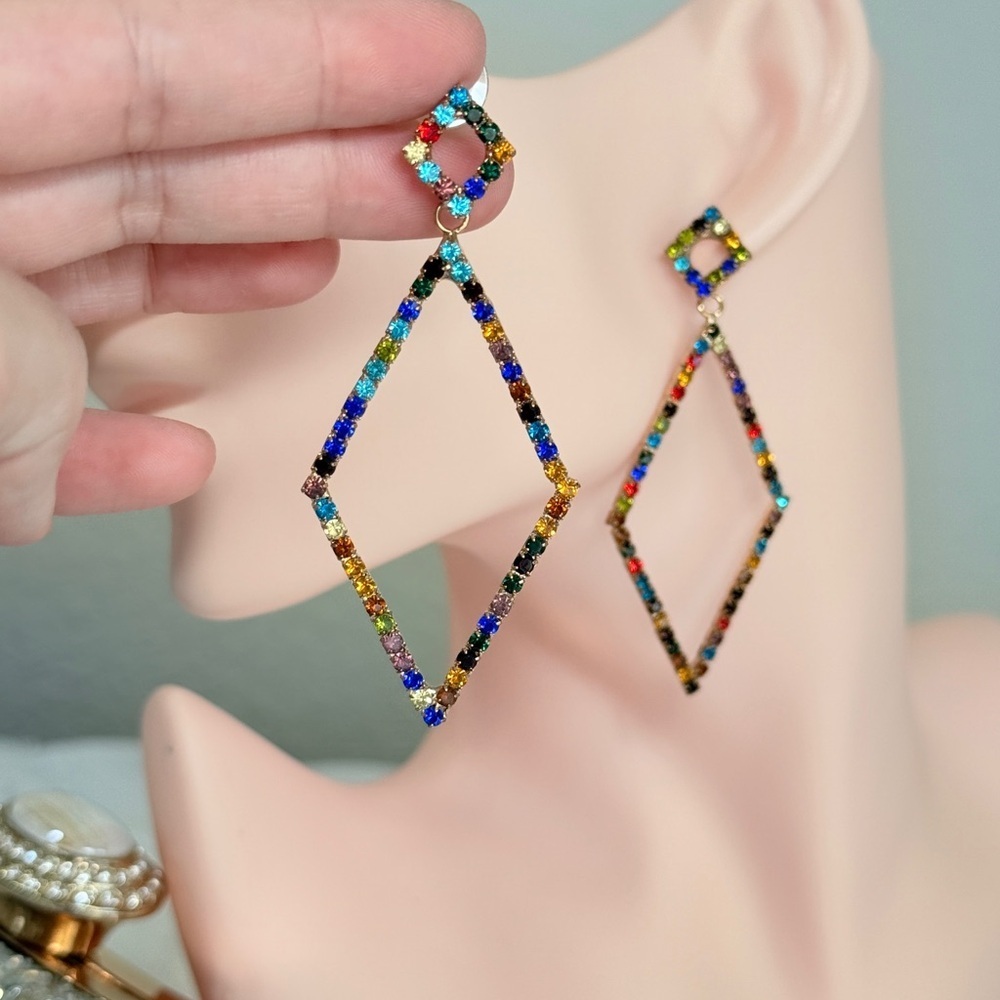 ⚜️ Multicolor Gemstone Drop Earrings - Picture 3 of 6